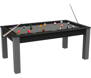 Billard Convertible Delhi Noir pieds gris 6 FT