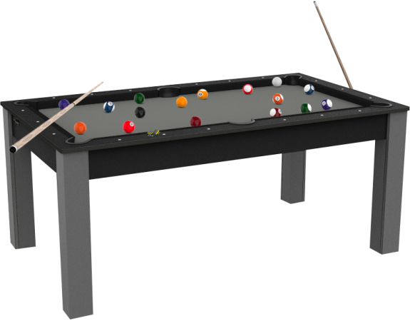 Billard Convertible Delhi Noir pieds gris 6 FT