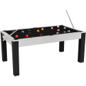 Billard Convertible Delhi Blanc Boisé pieds noirs 7FT