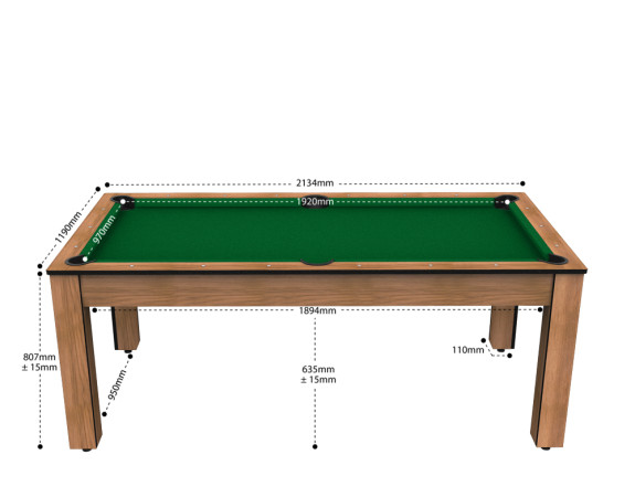 Billard convertible Delhi Bois Clair 6 ou 7FT